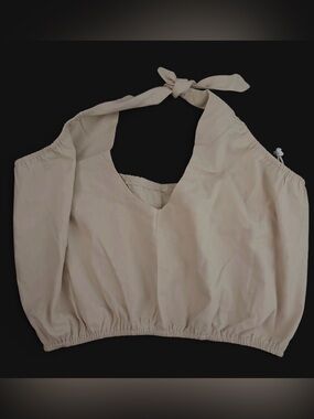 Diamond Supply Co. Beige Halter Tie-Back Crop Top